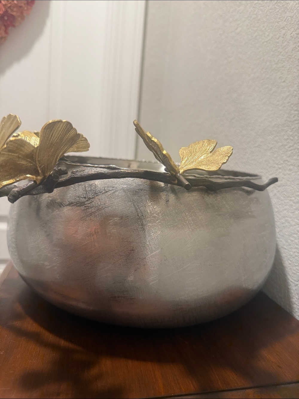 Michael Aram Hand textured SS & Brass Decorative Serving Bowl or Centerpiece - Picture 2 of 6